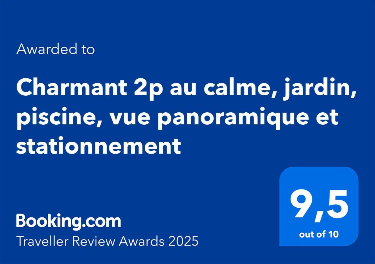 Charmant 2P Au Calme, Jardin, Piscine, Vue Panoramique Et Stationnement Villeneuve-Loubet Exterior foto